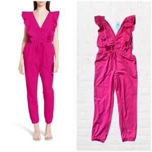 NEW ONE ONE SIX RUFFLE V-NECK SOLID JUMPSUIT